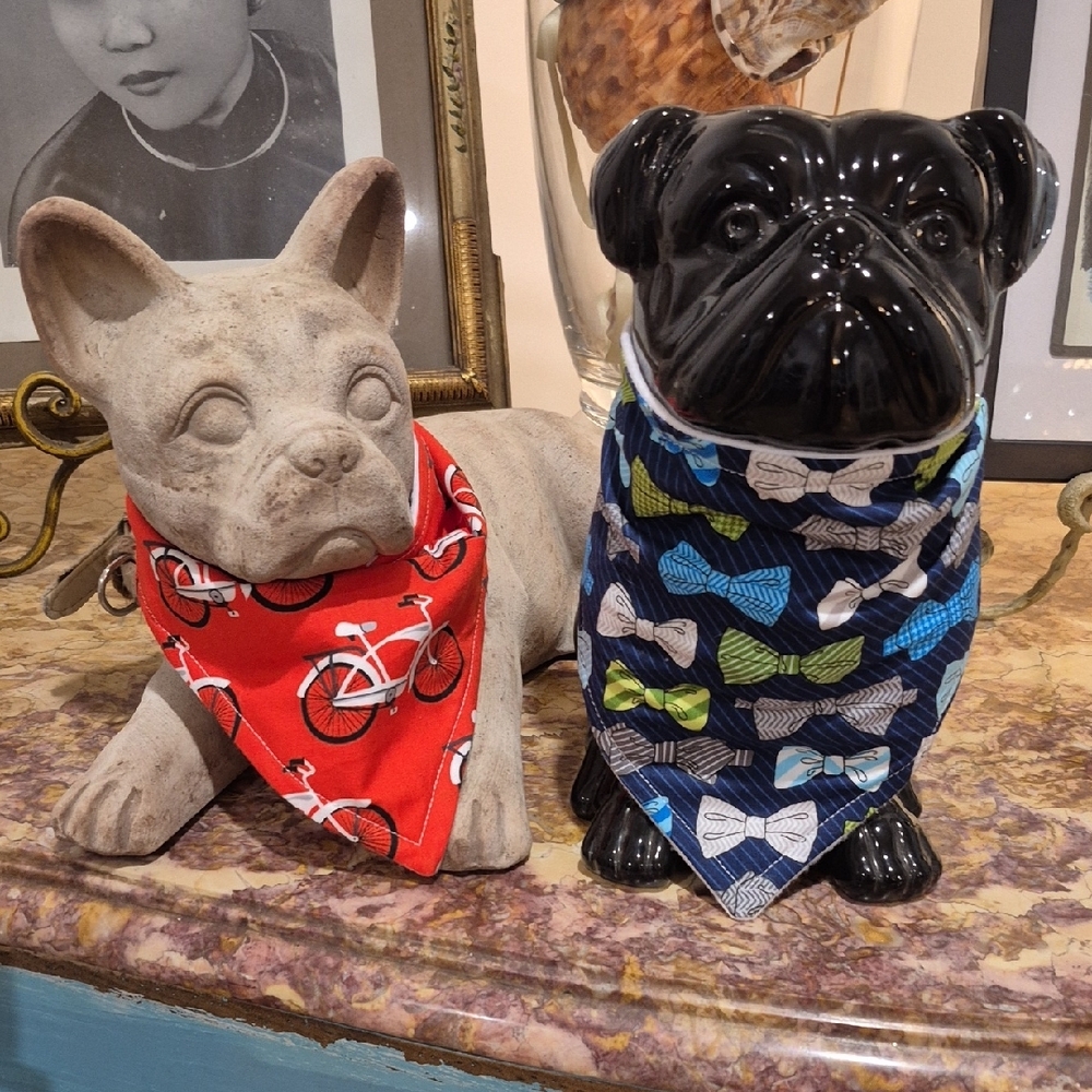 Dog Bandanas with Bicycle and Bow Tie Patterns, Hand Made,New With Tag, Set Of 2